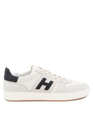 Hogan Off- Low-Top Suede Accent Sneakers - White