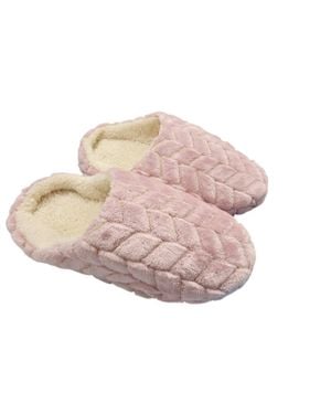 Isotoner Chevron Fur Hoodback Slippers - Pink