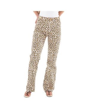 Rabanne Leopard Natural Movida Printed Flared Jeans, Brand Size 36 (Us Size 4)