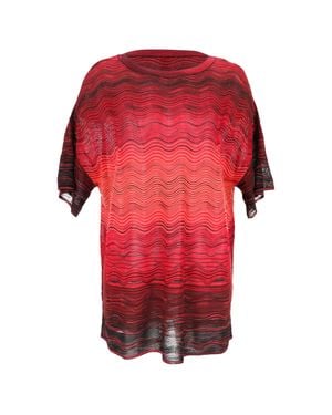 Missoni M Wave Pattern Knit Oversized Top - Red