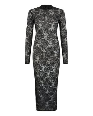 Philipp Plein Lace Open Back Long Dress Monogram Strass Monogram Strass - Gray