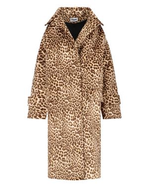 Duran Lantink Leopard Print Long Coat With Adjustable Cuffs - Natural