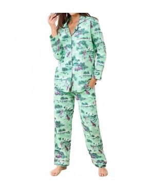 Printfresh Long Sleeve Cotton Pajama Set - Green