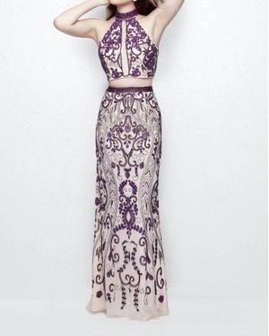 Primavera Beaded Two-Piece Evening Dress - White