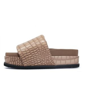 Roam Striped Crocky Stack Slip-On - Brown