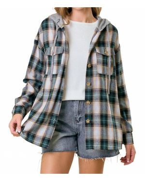 Doe And Rae Hooded Shirt Jacket - Green