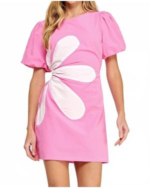 Strut & Bolt Side Cut-Out Flower Detail Mini Dress - Pink