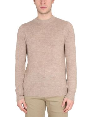 Ballantyne Cross-Neck Ribbed Knit Sweater - Natural