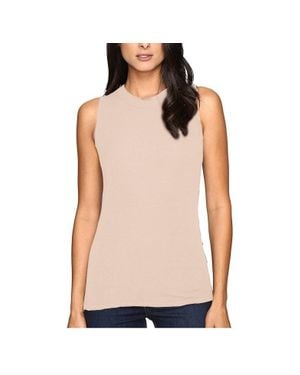Three Dots Krystine-Sleeveless Rib Tank Top - Pink