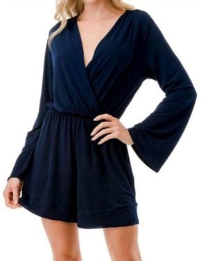 Ariella V-Neck Romper - Blue