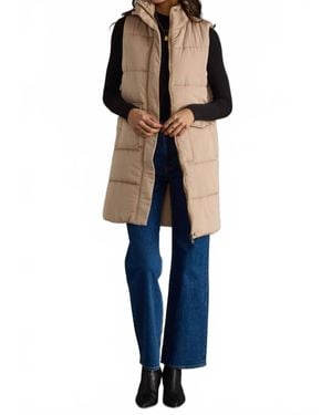 Panache Long Puffer Vest - Blue