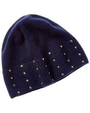 Portolano Round Studs Cashmere Beanie - Blue