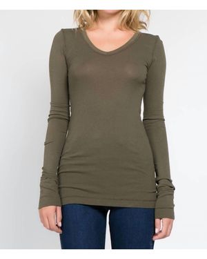 Crown Jewel Long Sleeve V-Neck Tee - Green