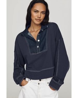 Pilcro 100% Cotton East-West Pullover - Blue