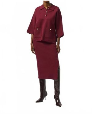 Joseph Ribkoff Sweater Knit Midi Skirt - Red