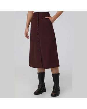 Frye Faux Suede Midi Skirt - Red