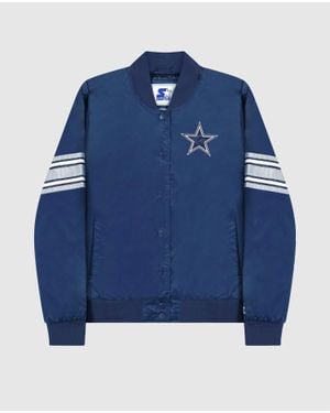 Starter Dallas Cowboys Snap Front Striped Sleeve Jacket - Blue