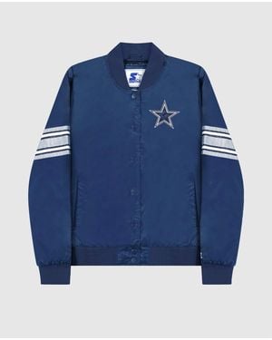 Starter Dallas Cowboys Snap Front Striped Sleeve Jacket - Blue