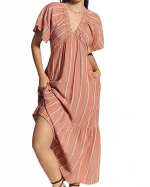 Sundry Gauze Stripe Midi Dress - Yellow