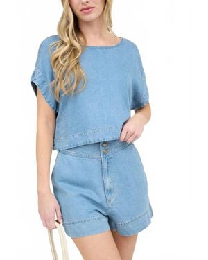 Blu Pepper Maris High Waist Shorts - Blue