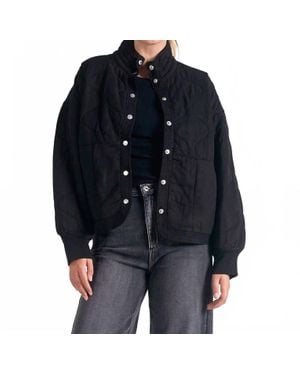 Elan Quilted Bomber Tencel Jacket - Black