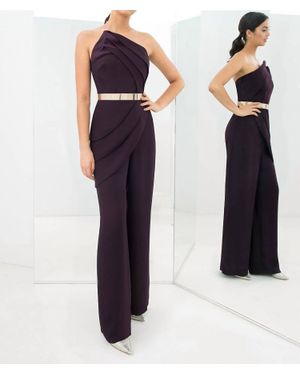 Daymor Strapless Asymmetric Neck Jumpsuit - Blue