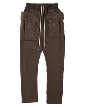 Rick Owens Charcoal Textured Panels Drawstring Cotton Formal Pants - Brown