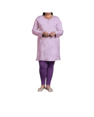 On The Plus Side Cotton Long Sleeve Sleep Top - Purple