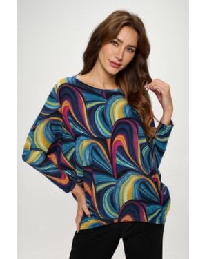 TRUEDAMES Mir Batwing Dolman Top - Blue