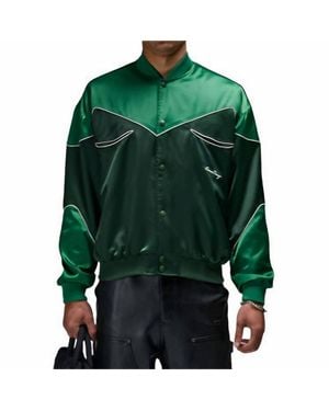 Criminal Damage Western Satin Bomber Jacket - Green