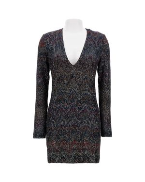 Missoni V-Neck Sequined Short Dress - Black