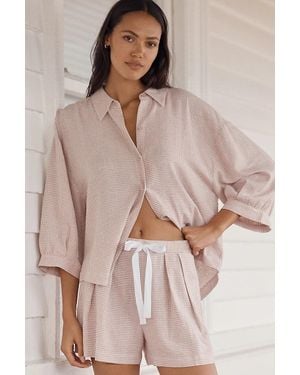 Eberjey Linen-Blend Relaxed Shorts - Natural