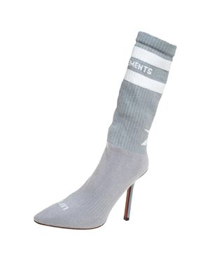Vetements Knit Fabric Reflective Sock Boots - Gray