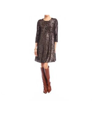 Karen Kane 3/4 Sleeve Sequin Swing Dress - Black