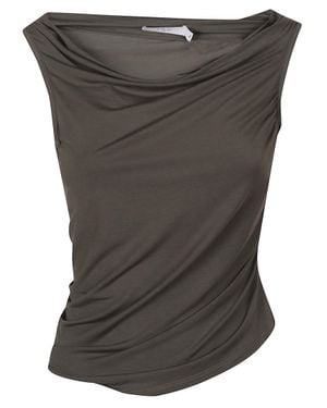 IRO Zelinda Asymmetrical Short-Sleeve Top - Gray
