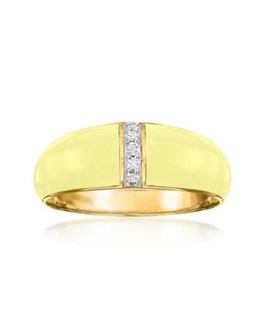 Ross-Simons Pastel Enamel Dome Ring With Diamonds - Yellow