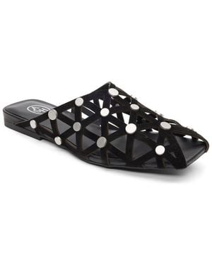 Ash Bone Suede Mule - Black
