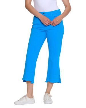 Slimsation By Multiples Raw Hem Crop Pant - Blue