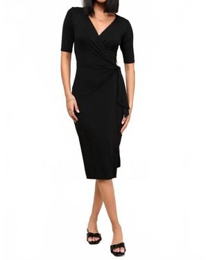 Lulus Forget Me Knot Midi Wrap Dress - Black