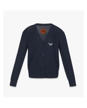 MCM Logo Embroidery Knit Cardigan - Blue
