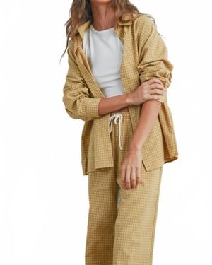 Buttermelon Amy Micro Check Button Down Shirt - Natural