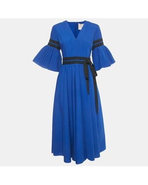 ROKSANDA Persian Cotton Blend Pleated Amalia Midi Dress - Blue