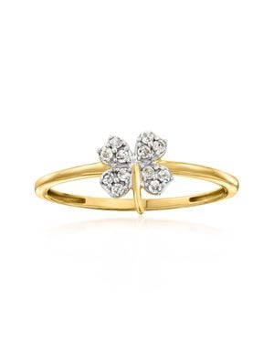 RS Pure By Ross-Simons Diamond 4-Leaf Clover Ring - Metallic
