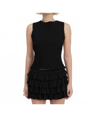 emory park Fallon Smocked Top - Black