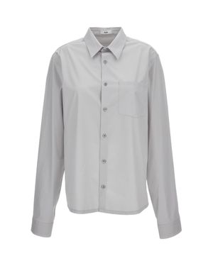 Rier Boxy Cotton Poplin Shirt - Gray
