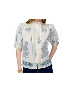 Ivy Jane Metallic Trim Paisley Glow Top - Gray