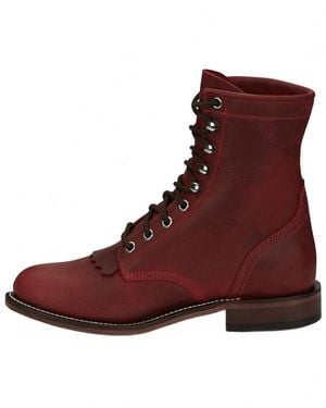 Justin Lace Up Roper Boots - Red