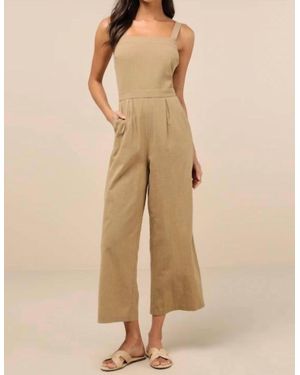 Lulus Lucky For Me Cotton Sleeveless Cropped Jumpsuit - Natural