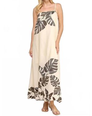 KLD Long Leaf Print Dress - White