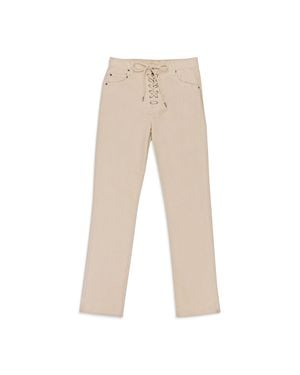CALLIPYGIAN Stretch Curduroy Off- Lace-Up Jeans - Natural